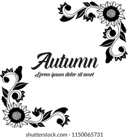 Autumn card with flower frame design vector illustration