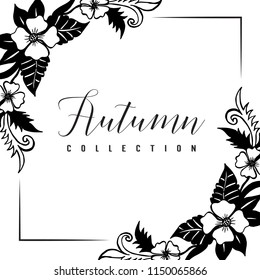Autumn card with flower hand draw vector illustration
