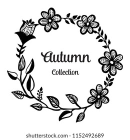 Autumn card frame flower design collection vector illustration