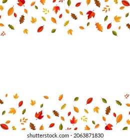 Autumn Card With Leaves And Text With Gradient Background, Vector Illustration
