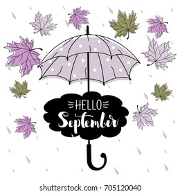 Autumn card with leaves. Vector illustration.