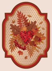 Autumn Card Old Style, Vector Illustration