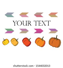 Autumn card, orange pumpkins, vector background. Halloween illustration. October harvest. Nature design.
