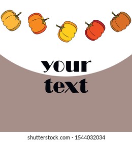 Autumn card, orange pumpkins, vector background. Halloween illustration. October harvest. Nature design.
