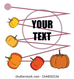 Autumn card, orange pumpkins, vector background. Halloween illustration. October harvest. Nature design.