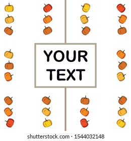 Autumn card, orange pumpkins, vector background. Halloween illustration. October harvest. Nature design.
