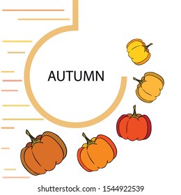 Autumn card, orange pumpkins, vector background. Halloween illustration. October harvest. Nature design.