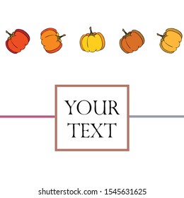 Autumn card, orange pumpkins, vector background. Halloween illustration. October harvest. Nature design.
