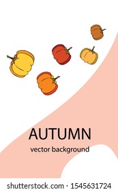 Autumn card, orange pumpkins, vector background. Halloween illustration. October harvest. Nature design.