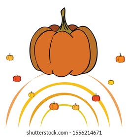 Autumn card, orange pumpkins, vector background. Halloween illustration. October harvest. Nature design.