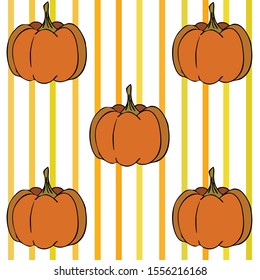 Autumn card, orange pumpkins, vector background. Halloween illustration. October harvest. Nature design.
