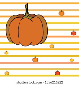 Autumn card, orange pumpkins, vector background. Halloween illustration. October harvest. Nature design.