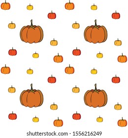 Autumn card, orange pumpkins, vector background. Halloween illustration. October harvest. Nature design.