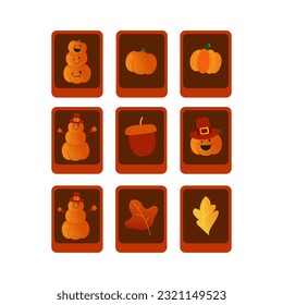 Autumn card with ornate autumn decorations on a transparent background