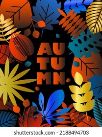 Tarjeta de otoño, imprenta o afiche.Marco de leafs. Fondo de temporada. Ilustración vectorial.