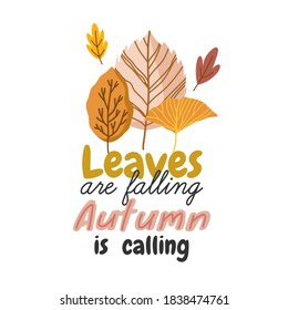 Autumn card with pumpkins, autumn leaves, branches and berries