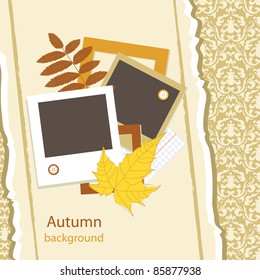 Autumn card scrapbooking with your text for invitation, design, illustration, card, invitation, label, greeting, anniversary and etc. (vector version eps 8)