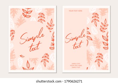 Autumn card template. Invitation templates with autumn leaves