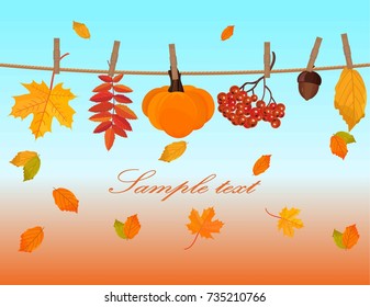 Autumn card Vector background illustration decor