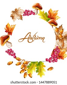 Autumn card Vector watercolor. Fall harvest decor illustration