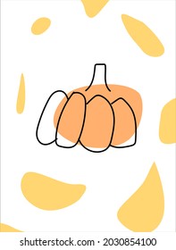 Autumn cards. Abstract postcard for the autumn theme. Pumpkins with abstract elements. Background, postcard, card for decoration