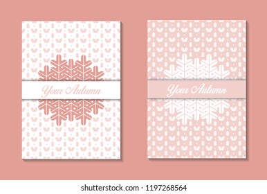 Autumn cards for invitations, gifts or book and note covers. Fall theme illustration with leaves and acorns.