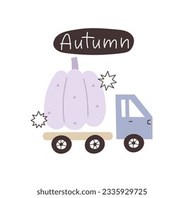 otoño. calabazas de dibujos animados, elementos decorativos. Temporada, tema de la naturaleza. ilustración vectorial colorida, estilo plano. diseño para tarjetas, impresión de camisetas, afiche	