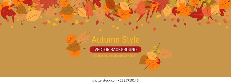 Autumn cartoon style horizontal vector banner template