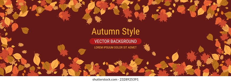Autumn cartoon style horizontal vector banner template