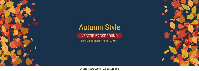 Plantilla de banner vectorial horizontal estilo caricatura de otoño