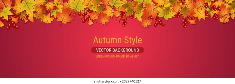 Plantilla de banner vectorial horizontal estilo caricatura de otoño