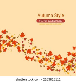 Autumn cartoon style vector background with colorful leaves