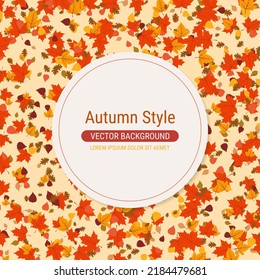 Autumn cartoon style vector background with colorful leaves