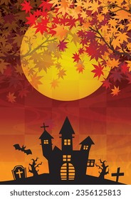 autumn castle background halloween material