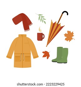 Autumn casual clothes. Flat style. Vector illustration 