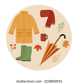 Autumn casual clothes. Flat style. Vector illustration 