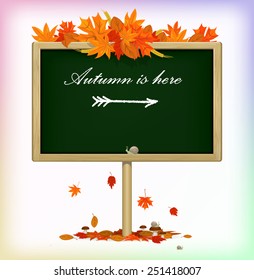 Autumn chalkboard: "Autumn is here"