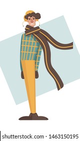 Autumn character. Sad character. Autumn depression character vector illustration.