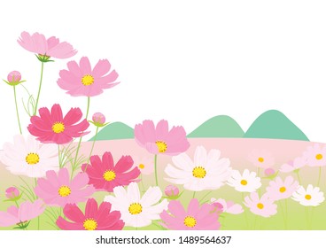 Autumn cherry field landscape illustration
