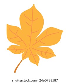 Autumn chestnut leaf in flat design. Forest orange foliage with veins. Vector illustration isolated. svg