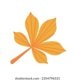 Autumn chestnut leaf. Autumn leaf isolated on a white background. Vector illustration. Cozy time concept. Hand drawn illustration for menu, design, banner, flyer.