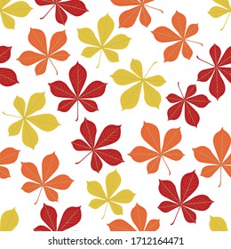 Autumn chestnut leaves pattern. Seamless vector illustration. Ideal for packaging eco-friendly products, scrapbooking, eco-style party design 300 dpi.