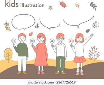 Autumn children's simple touch illustration