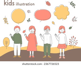 Autumn children's simple touch illustration