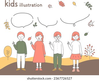 Herbstkinder: einfache Touch-Illustration