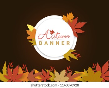 Autumn circle Banner with hand writing text and leaf.sale,season