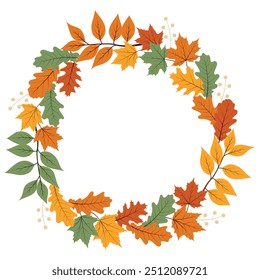 Autumn circle frame with space for text. The template for seasonal discount, banner, poster