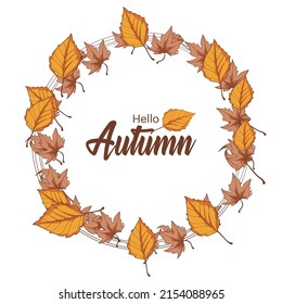 Autumn circle wreath ornament vector illustration