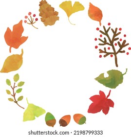 Autumn circular frame illustration vector design material