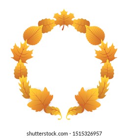 autumn circular frame with leafs decoration vector illustration design